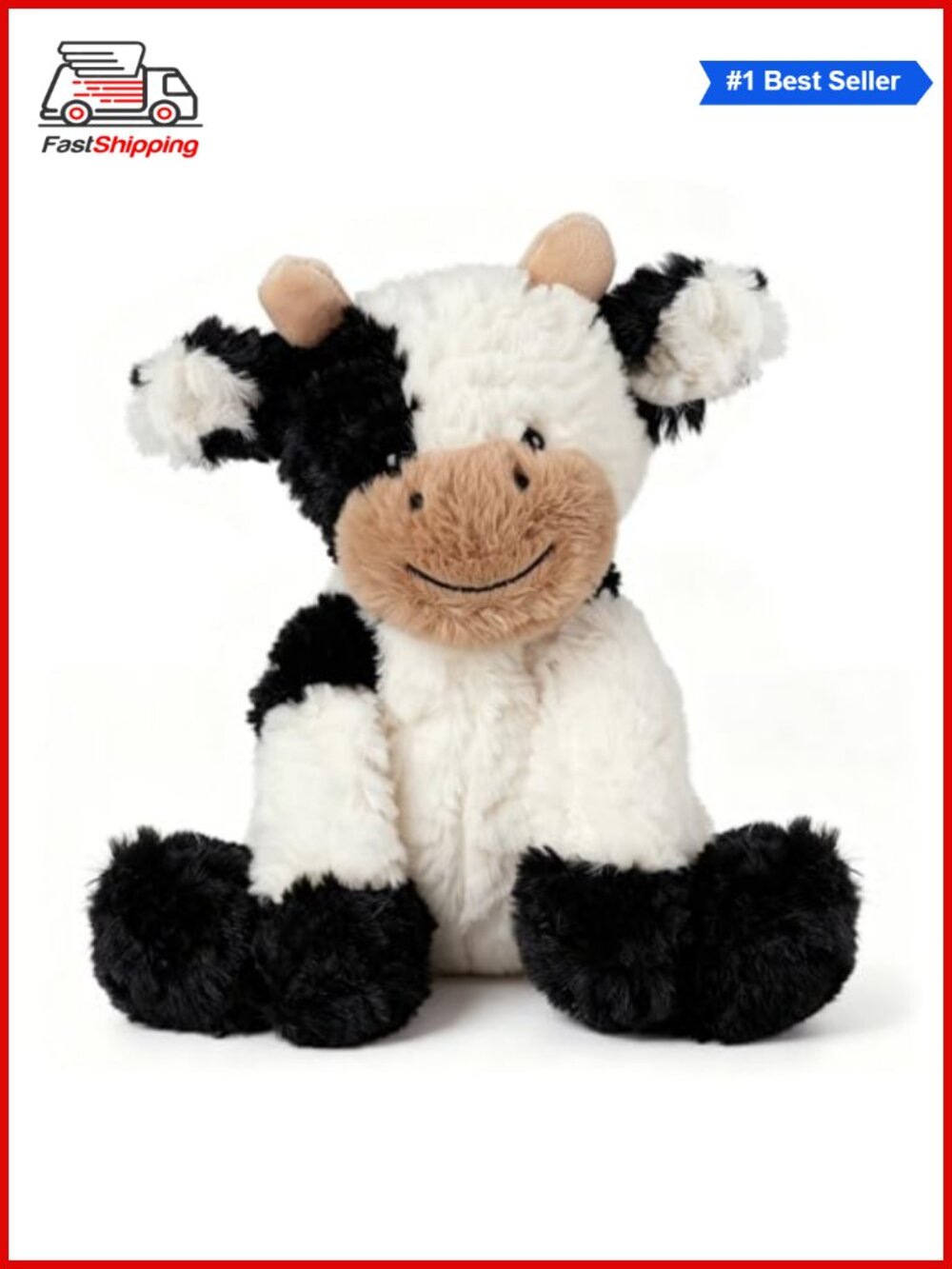 Hopearl Cow Plush Toy Soft Stuffed Animal 9 inch for Kids Toddlers